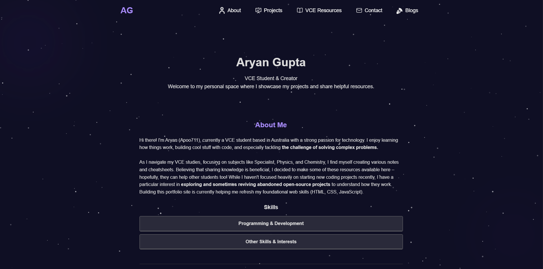 A snapshot of the website's homepage