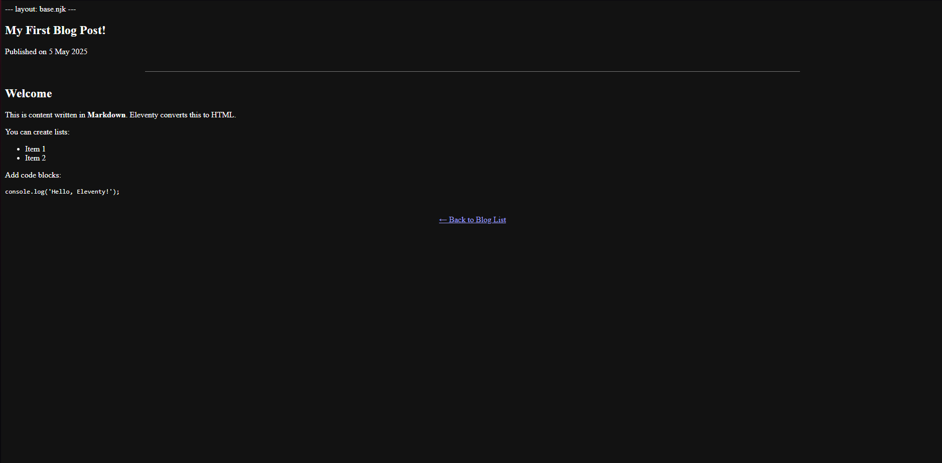 The first iteration of the test blog