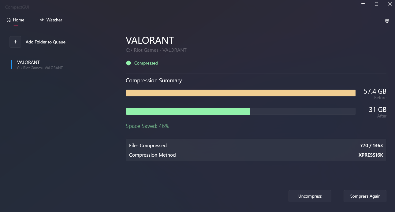 Valorant Compression Results